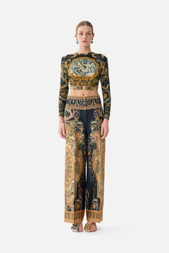 The CAMILLA Tailored Pant With Waist Button Detail in our Museum Memoirs print.