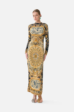 The CAMILLA Back Detail Jersey Dress in our Museum Memoirs print.
