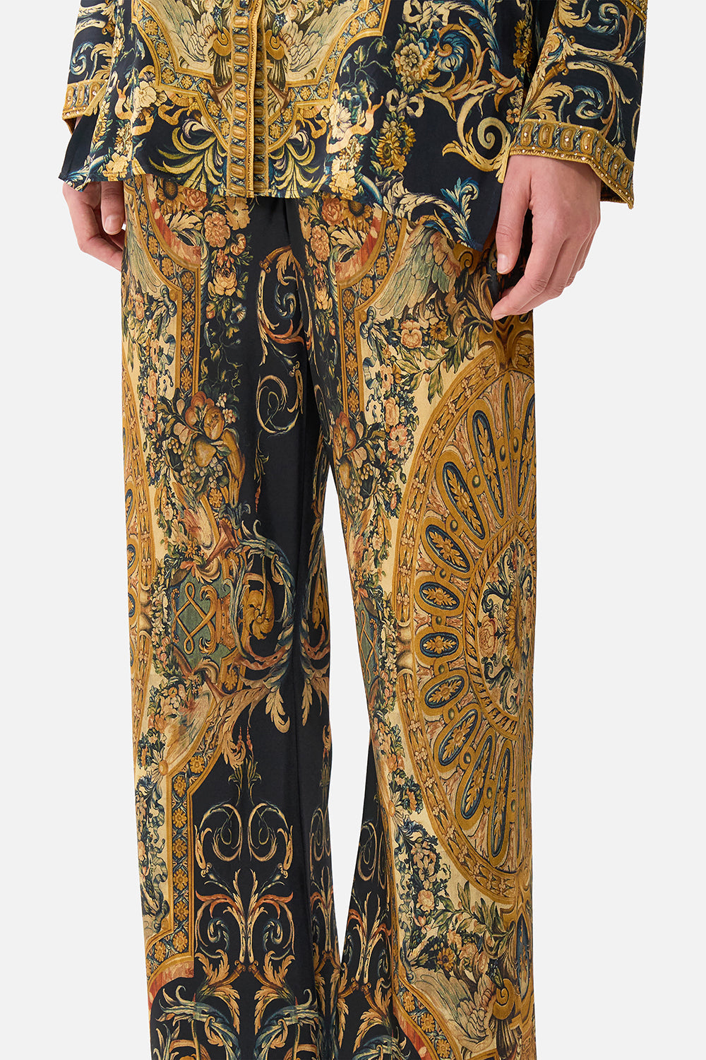 The CAMILLA Bias Cut Drawstring Pant in our Museum Memoirs print.