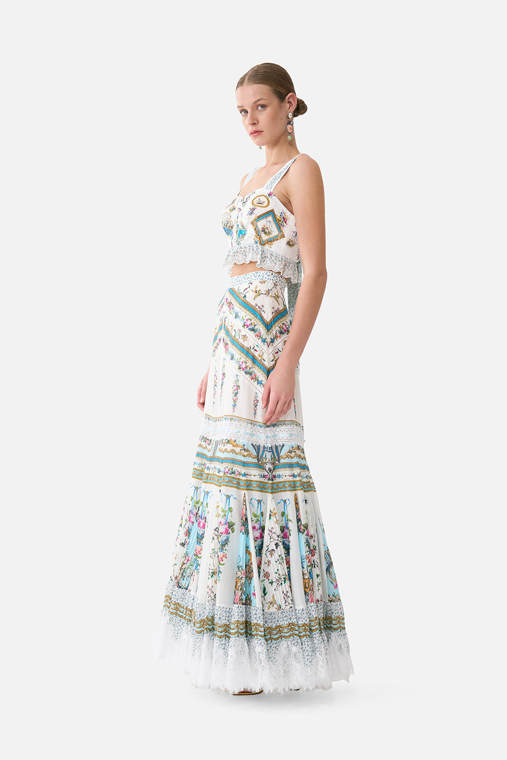 The CAMILLA Crop Top With Frill Detail in our Art For The Artisans print.
