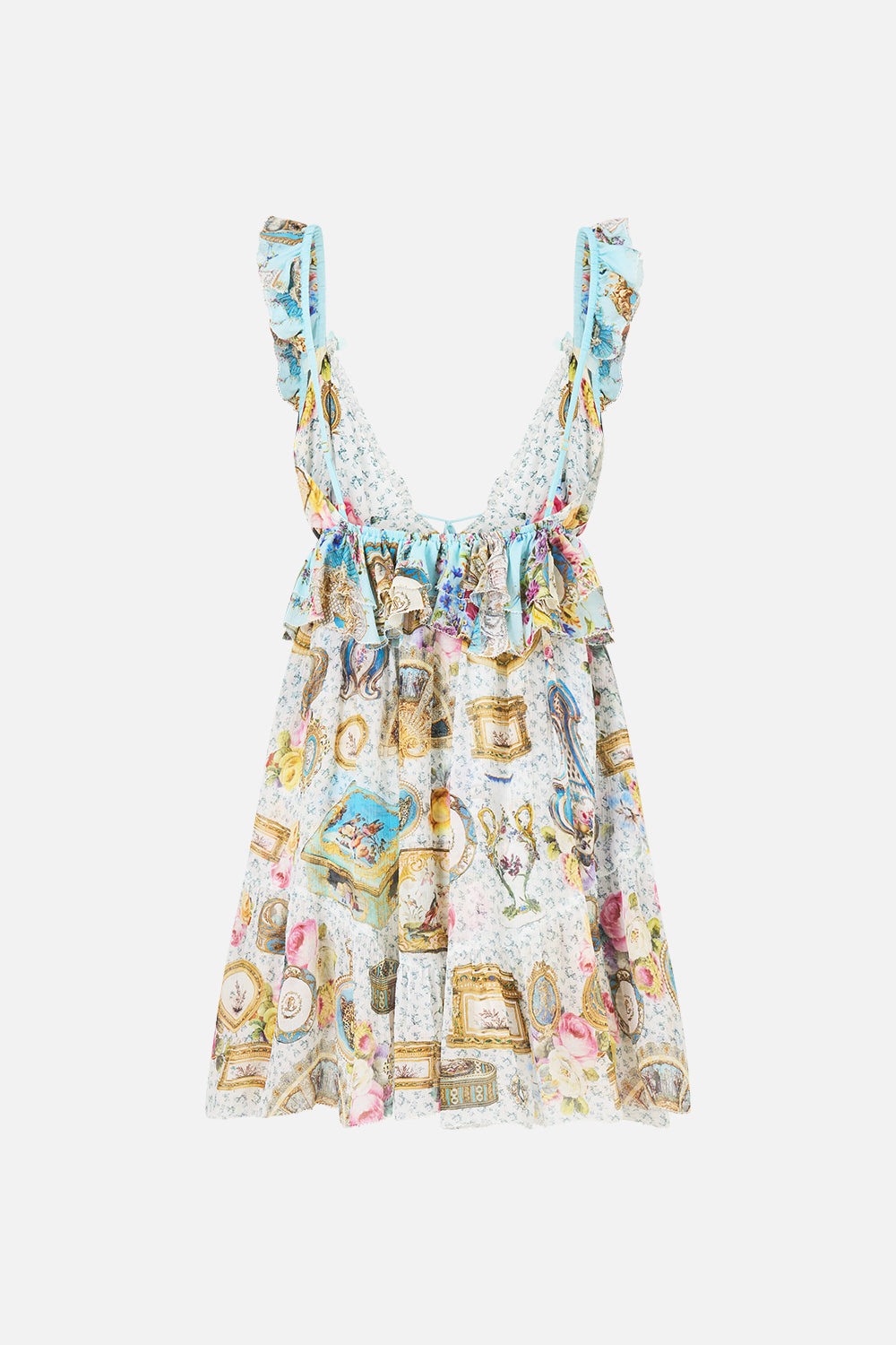 VESTIDO CON VOLANTES Y BAJO CURVO ARTE PARA LOS ARTESANOS