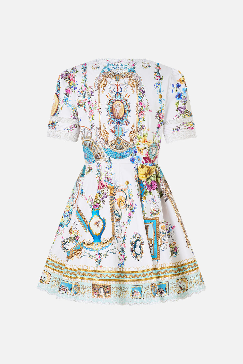 VESTIDO CORTO CON CUELLO EN V Y MANGAS CORTAS ARTESANÍA PARA LOS ARTESANOS