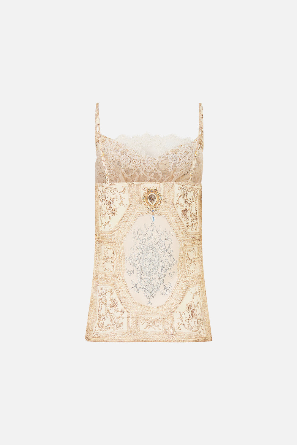 CAMISETA DE ESCOTE CASCADA CON ENCAJE A BELOVED BOUDOIR