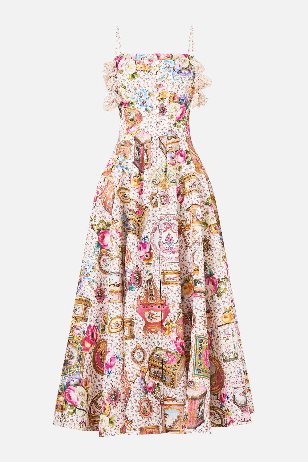 CORSET DRESS WITH LONG FLARED SKIRT IN THE HEART OF ART