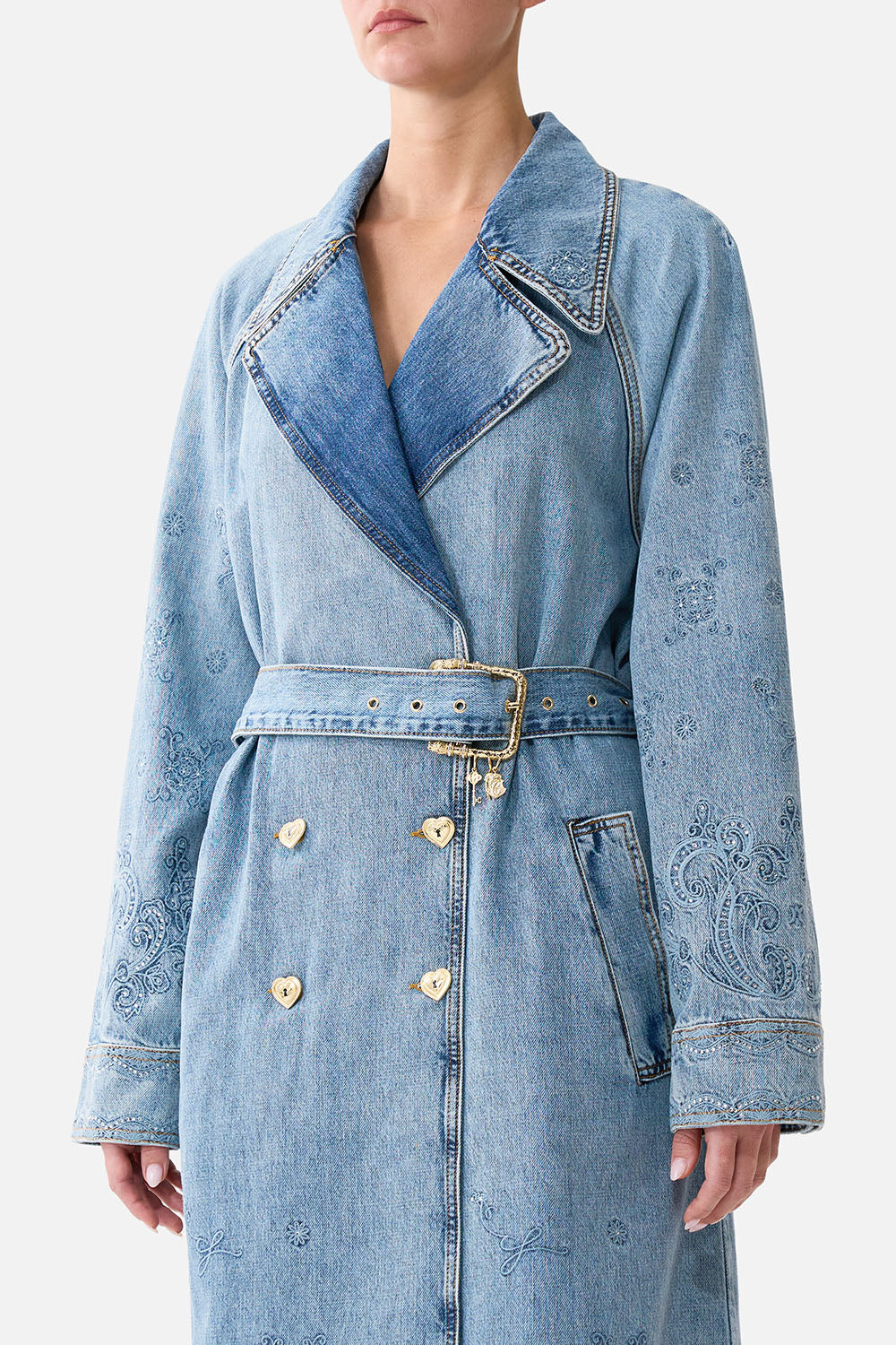 TUCKED SHOULDER COAT DENIM