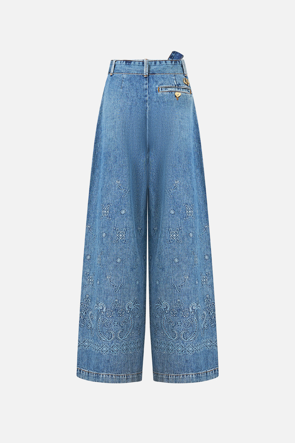 PANTALÓN VAQUERO DE PERNERA ANCHA CON CINTURÓN
