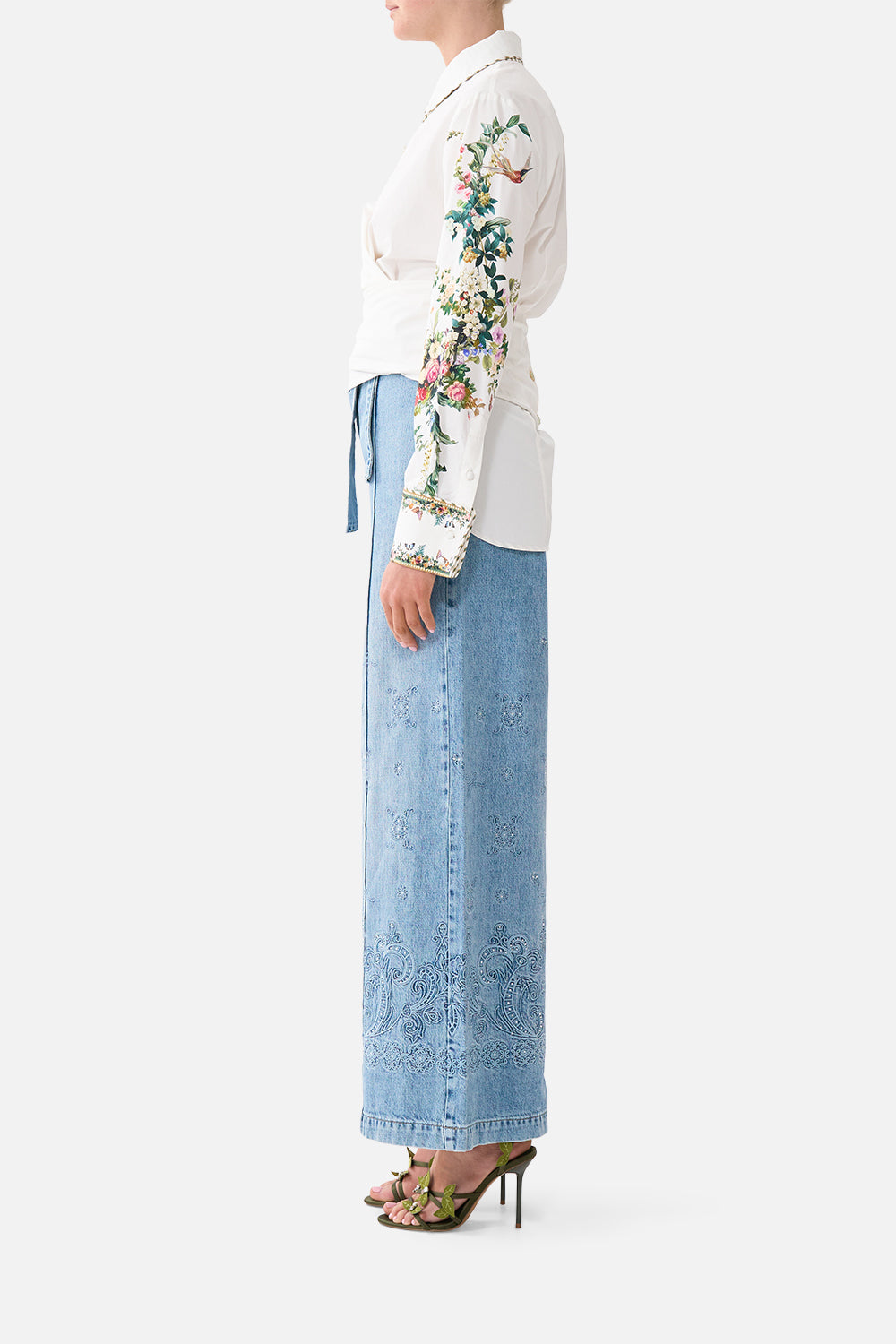 The CAMILLA WIDE LEG BELTED JEAN DENIM
