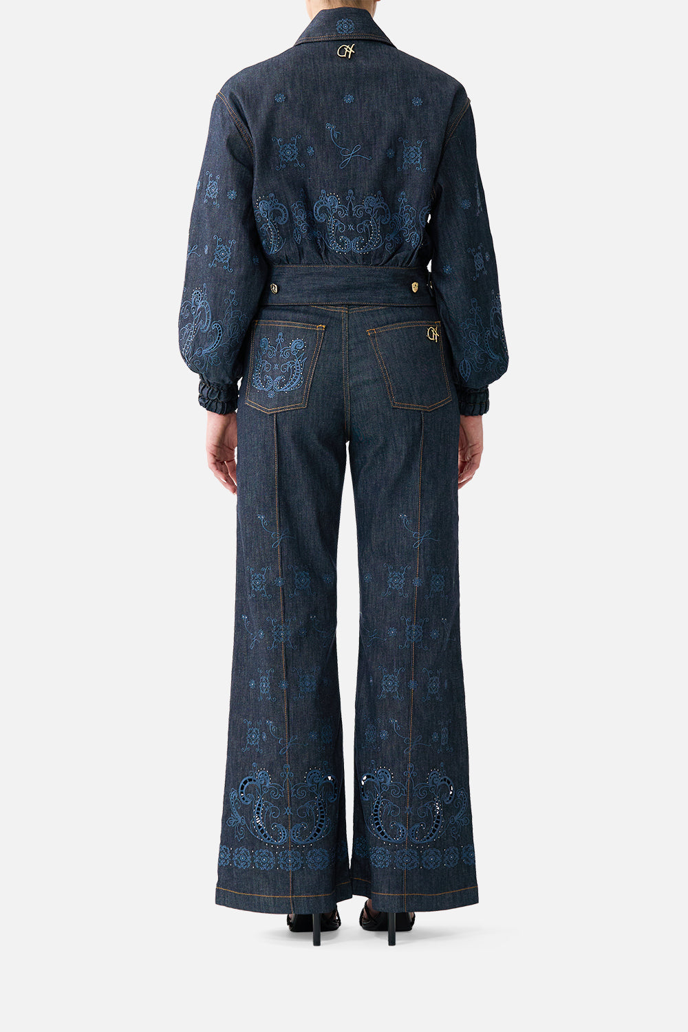 The CAMILLA Bomber Jacket With Pocket Details Denim in our Denim print.