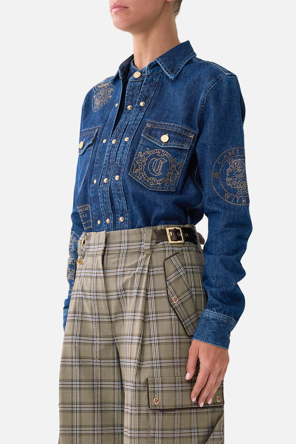The CAMILLA Sophy Relaxed Shirt Denim in our Denim print.