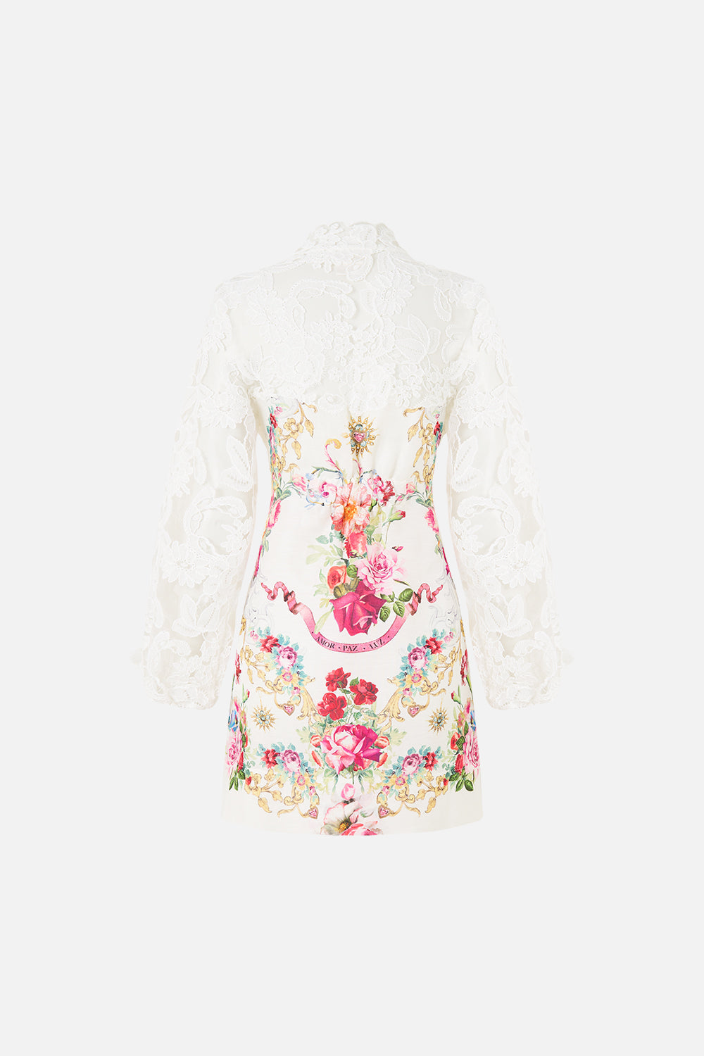 VESTIDO CORTO DE ENCAJE CON MANGAS ESTILO TORERO LIBERTINO