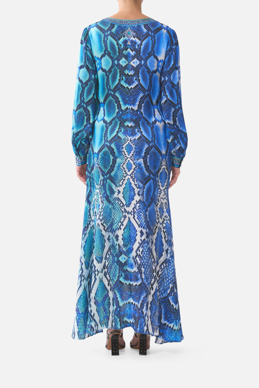 knee length dresses for ladies The The Sapphire Serpent Tie Waist Long Sleeve Dress main image 0