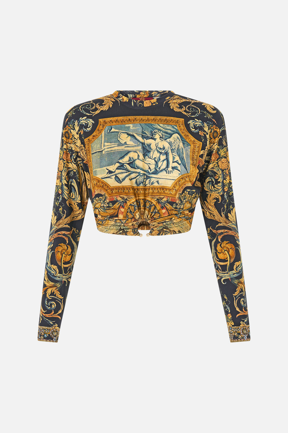 The CAMILLA Jersey Long Sleeve Top With Hardware in our Museum Memoirs print.
