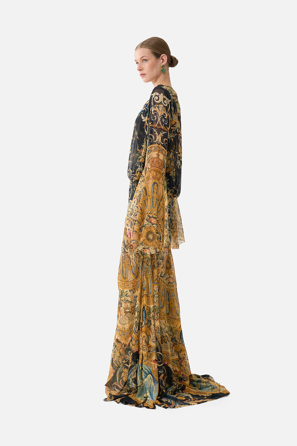 The Museum Memoirs Low Cut Lace Up Front Long Dress