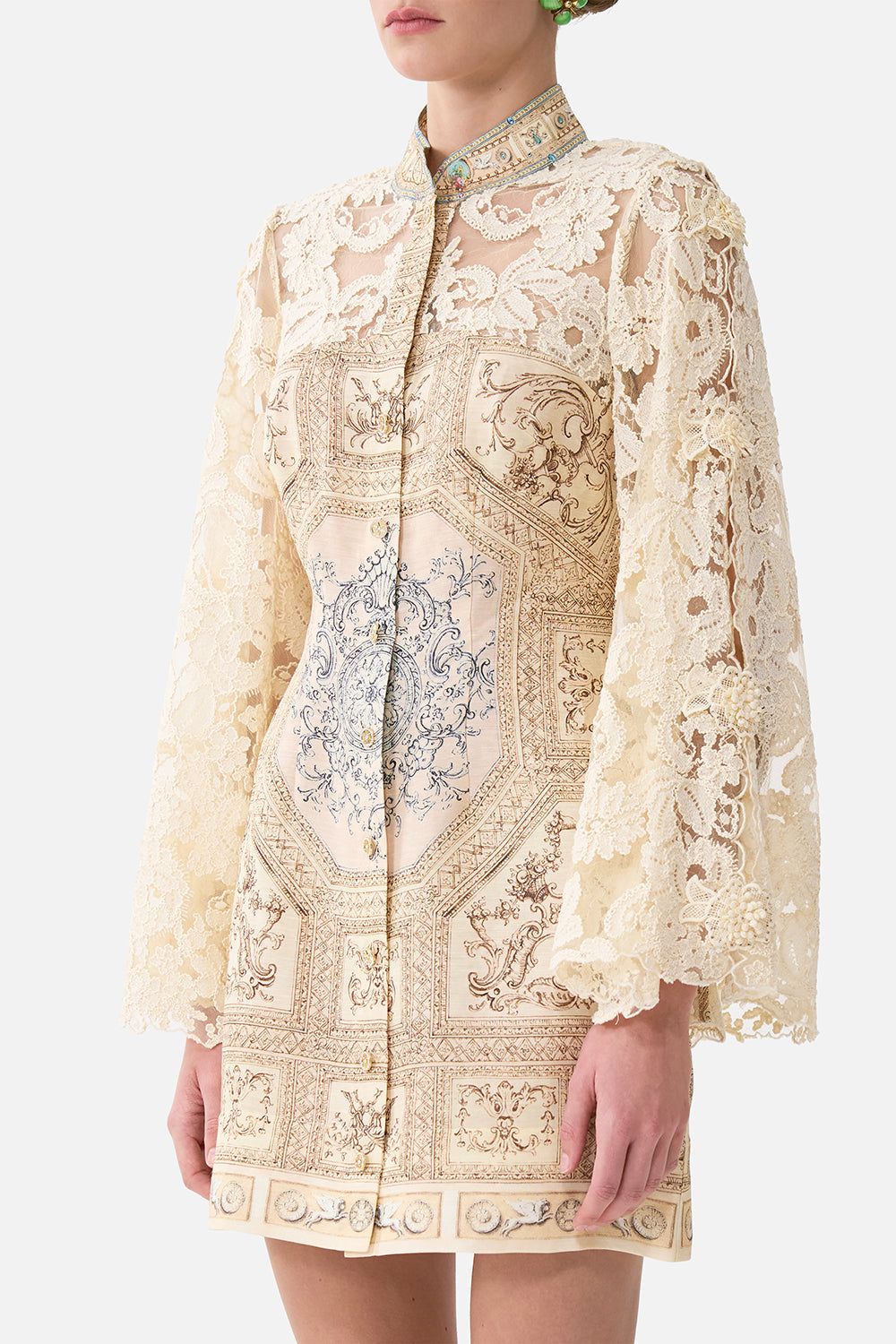 The A Beloved Boudoir Lace Sleeve Mini Shift Dress