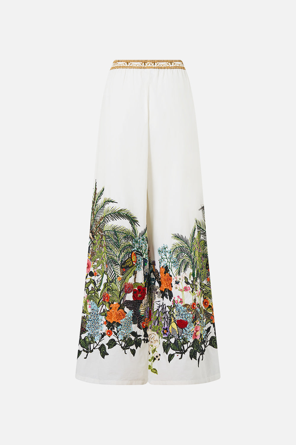 The CAMILLA Wide Leg Trouser with Front Pockets in our Wanderlust Empire print, back view.