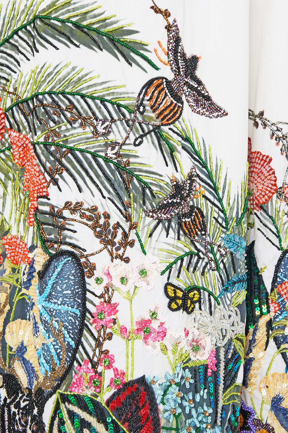 The CAMILLA Wide Leg Trouser with Front Pockets in our Wanderlust Empire print, fabric detail.