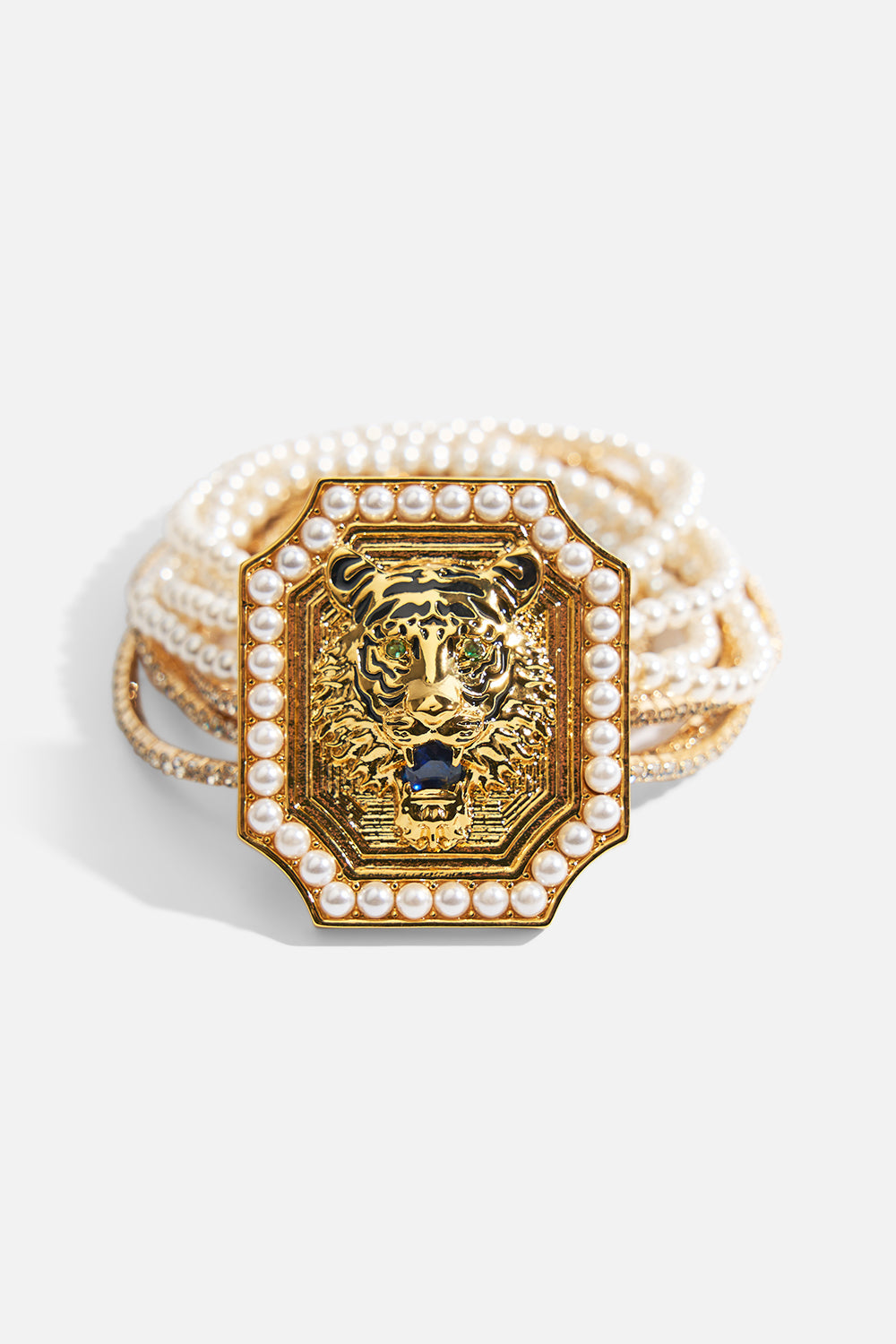 The CAMILLA A SPANISH STATEMENT STRETCH BRACELET GOLD in our GOLD print.