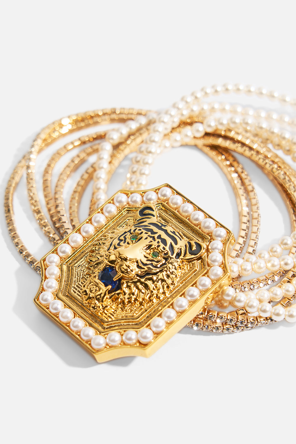 The CAMILLA A SPANISH STATEMENT STRETCH BRACELET GOLD in our  print.