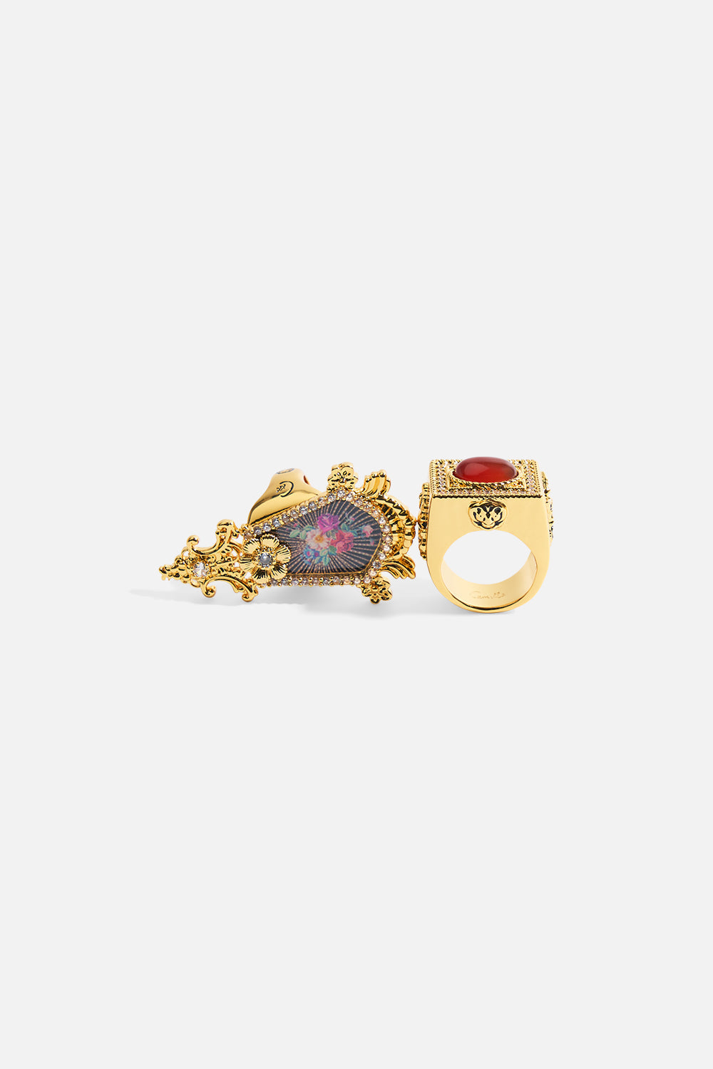 The CAMILLA A SPANISH STATEMENT GEMSTONE RING GOLD in our  print.