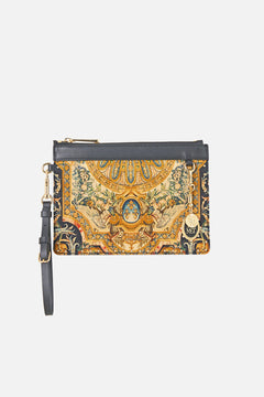 The CAMILLA Clutch With Leather Trims in our Museum Memoirs print.
