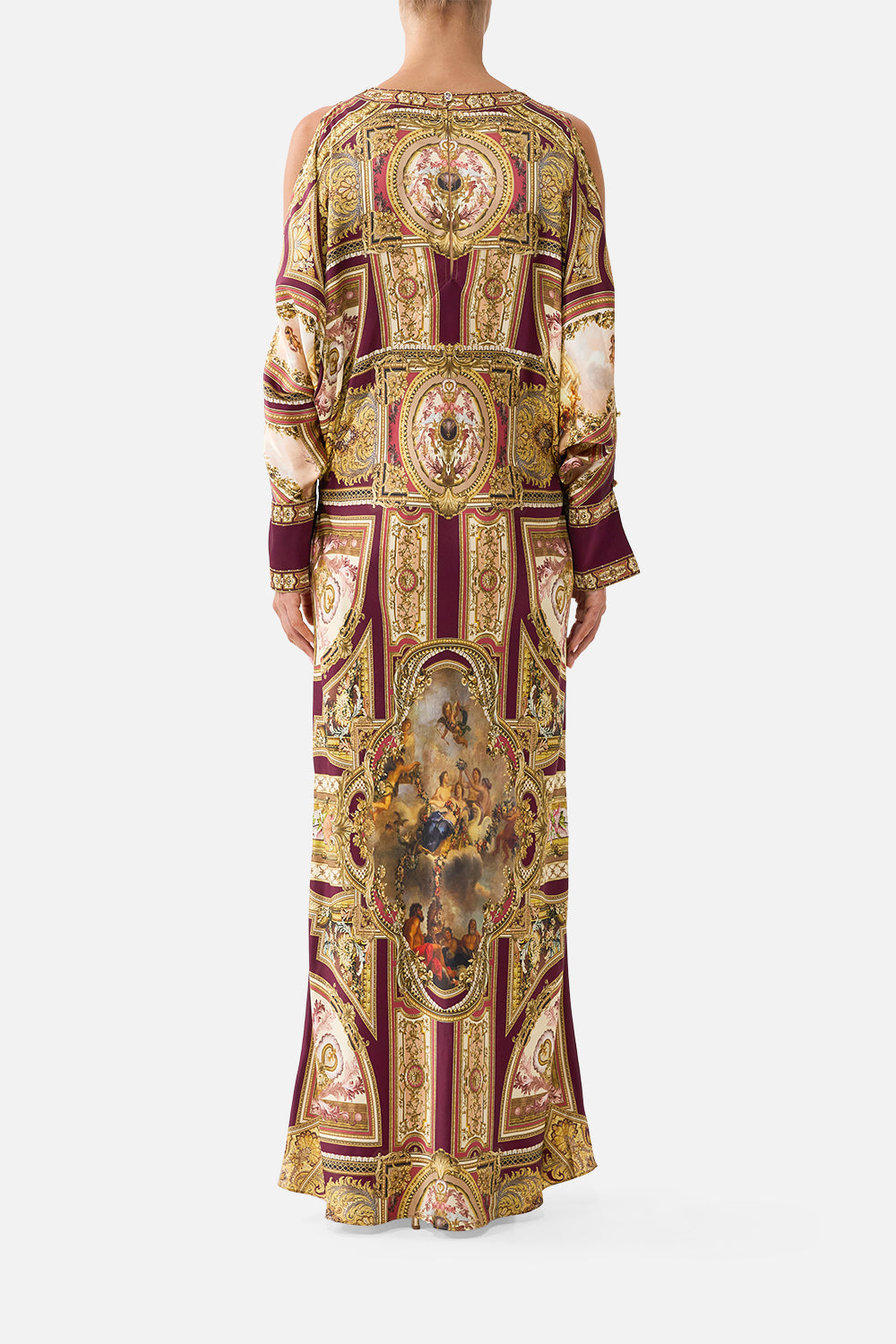 PLUNGE NECK DRAPED SHOULDER DRESS QUEEN OF BOHEMIA