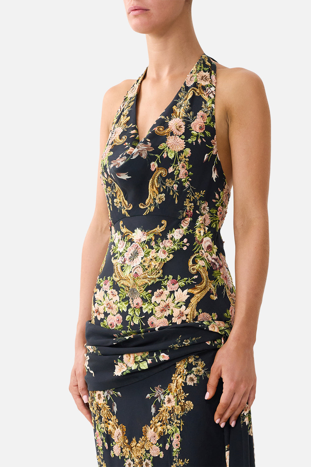 COWL NECK SLIP DRESS WITH SASH DETAIL VERSAILLES OR DIE