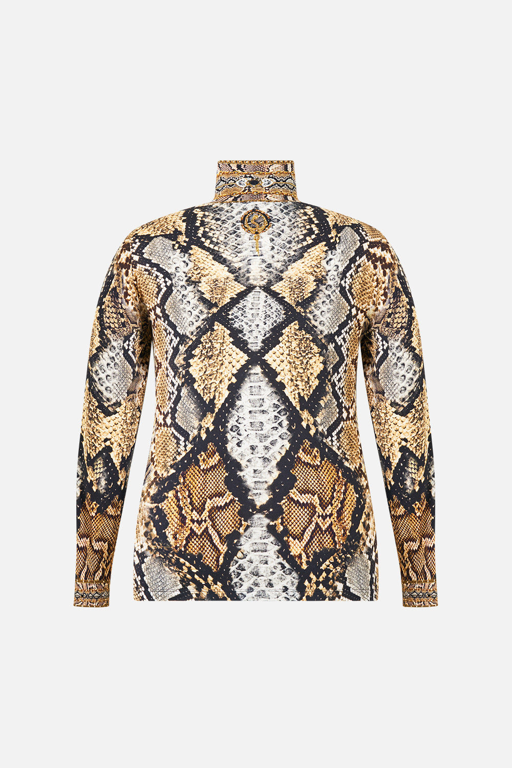 The CAMILLA Jersey Turtleneck in Print Animalia Heirlooms. Ghost View Back