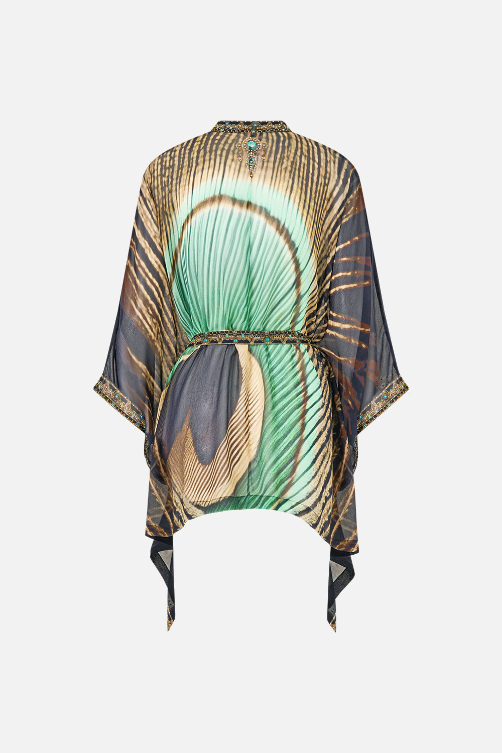 The CAMILLA Button Through Scarf Blouse in Print A Wink to the Wild. Ghost View Back