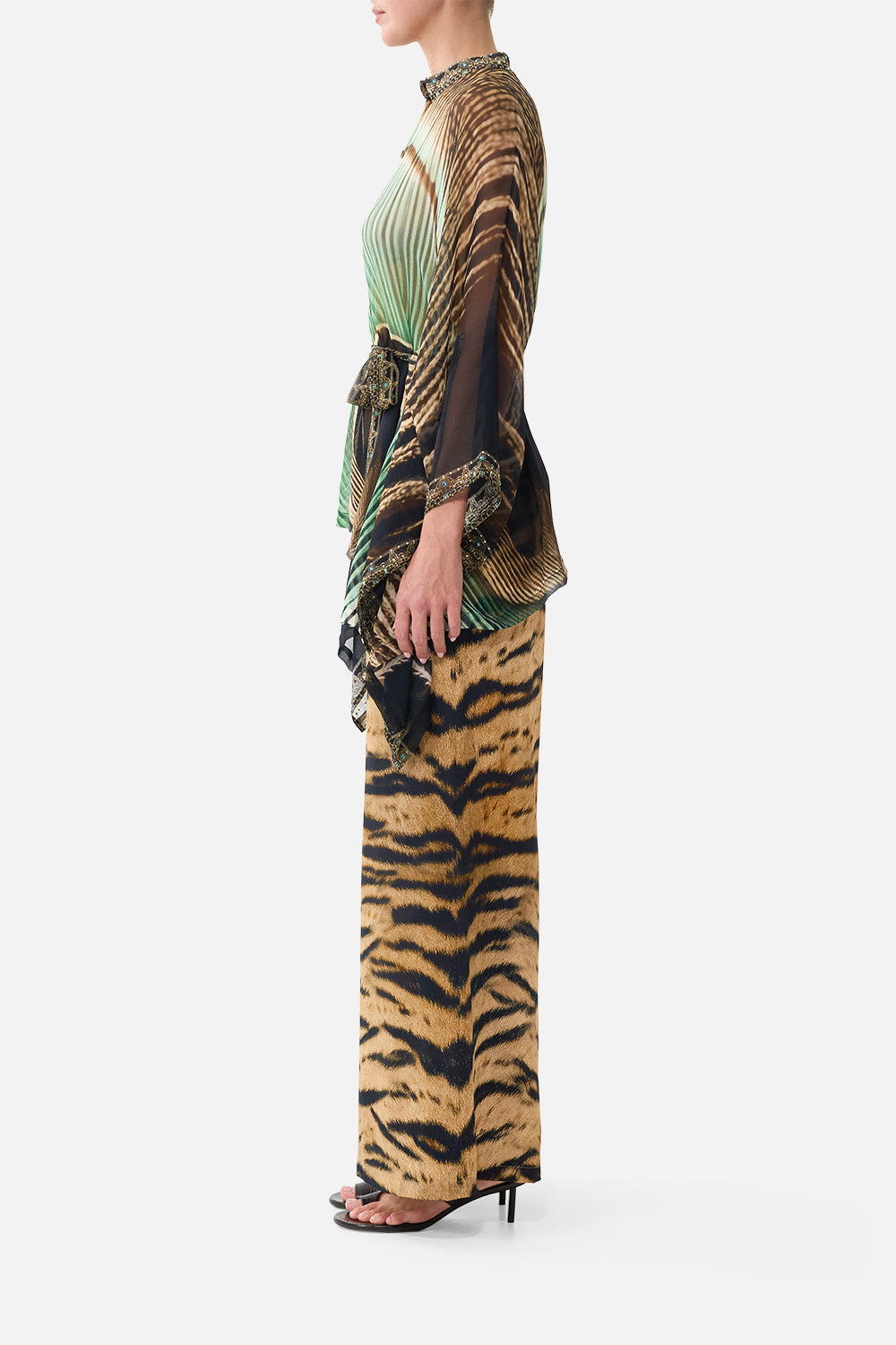The Button Through Scarf Blouse in print A Wink To The Wild