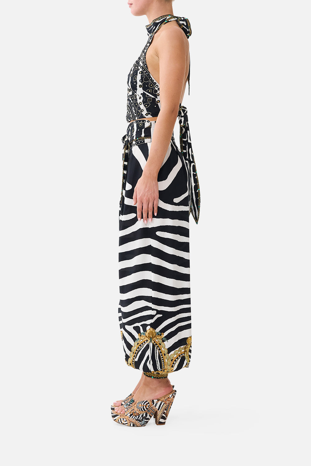 The Halter Tie Back Top in print Zig Zag Zoo