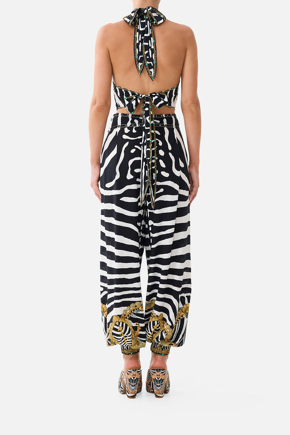 The Halter Tie Back Top in print Zig Zag Zoo