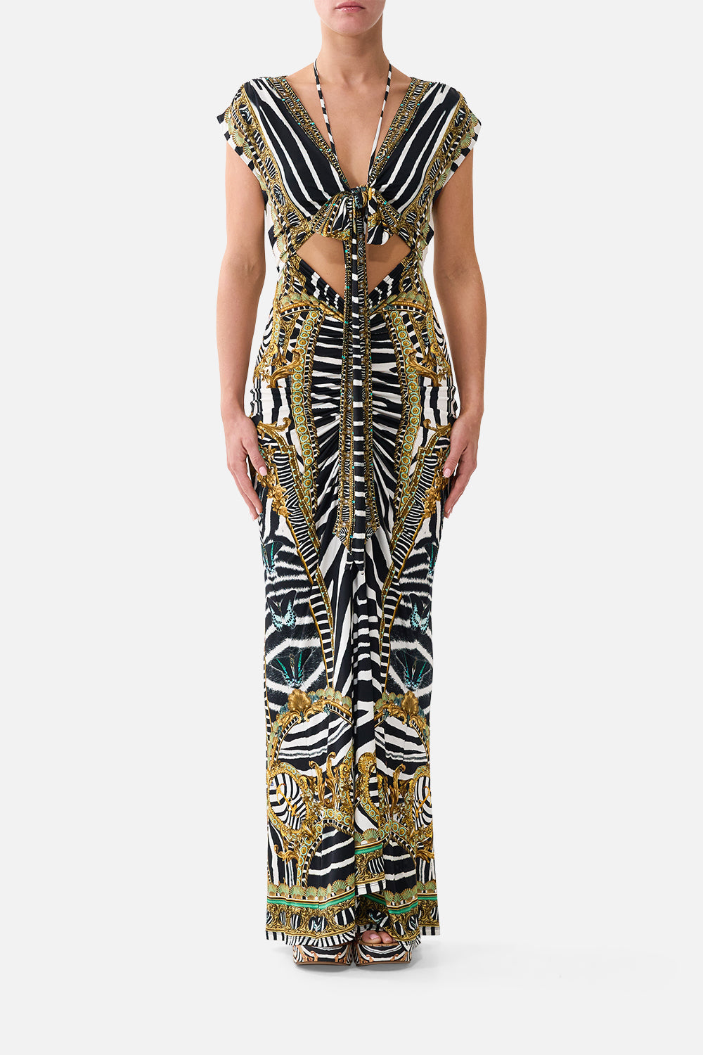 The Wrap Bodice Jersey Dress in print Zig Zag Zoo