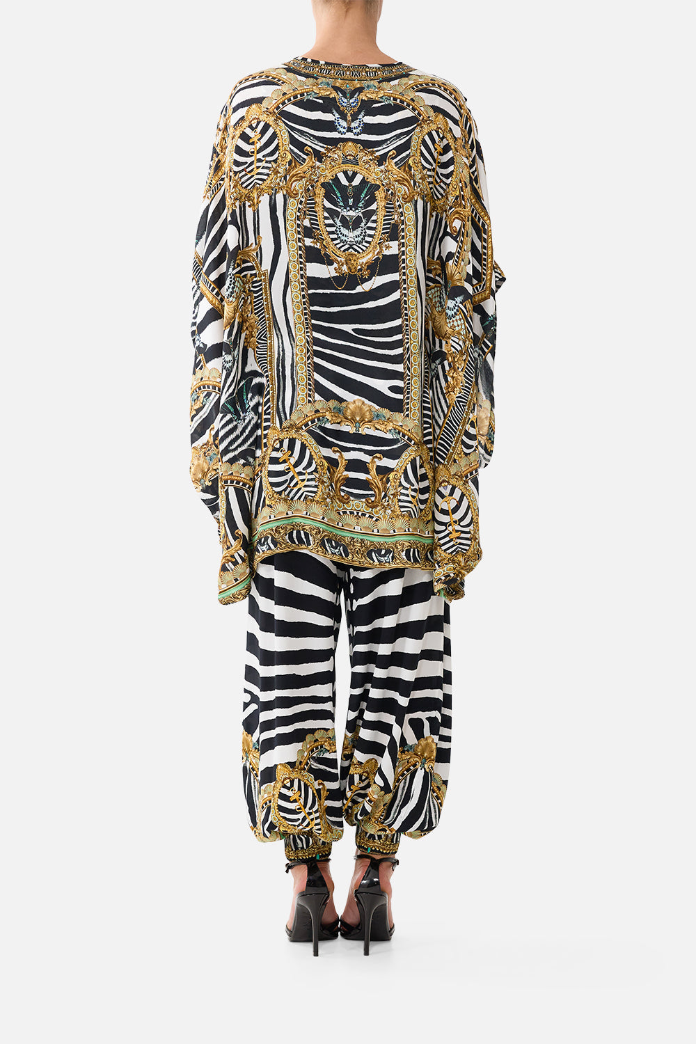 The Draped Split Sleeve Top in print Zig Zag Zoo