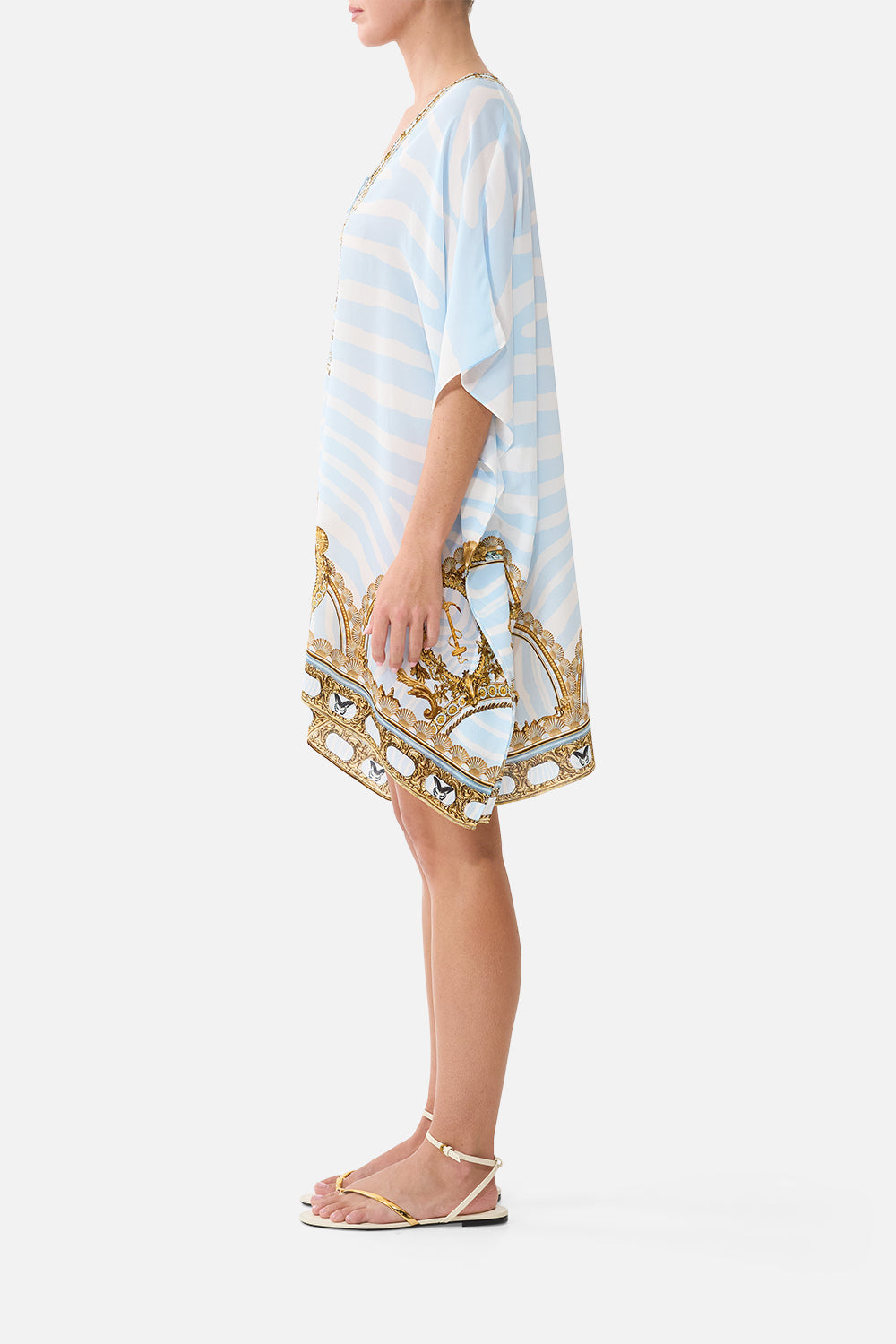 The Short Lace Up Kaftan in print Spirit Of Stripes