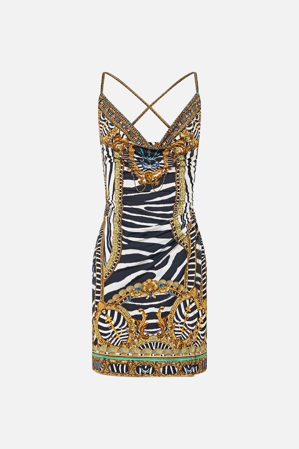 The Drape Jersey Mini Dress in print Zig Zag Zoo