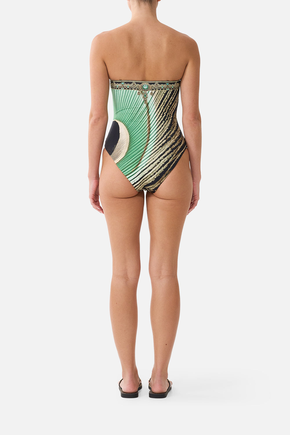 The Bandeau One Piece With Removable Straps in print A Wink To The Wild