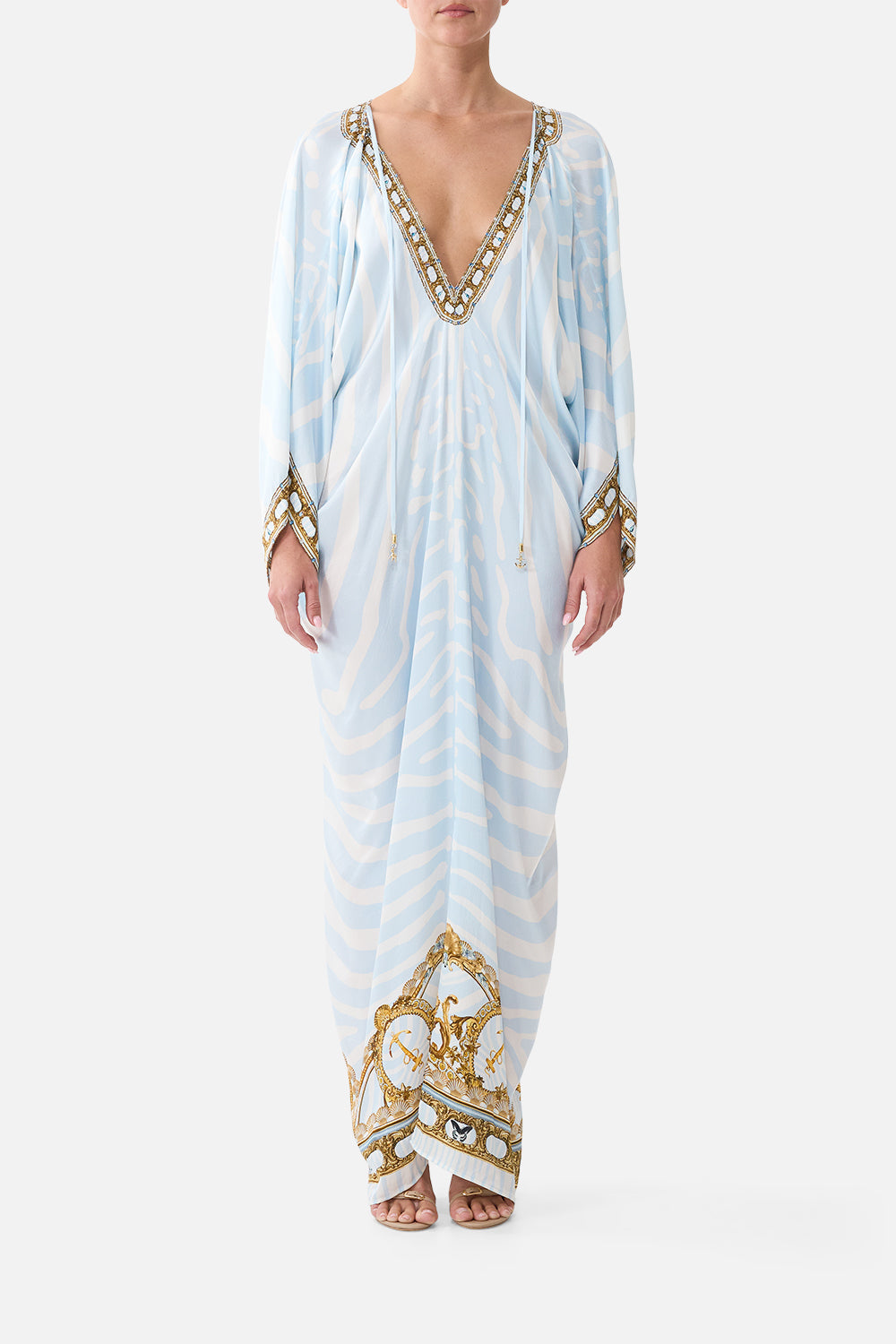 The Long Draped Kaftan in print Spirit Of Stripes
