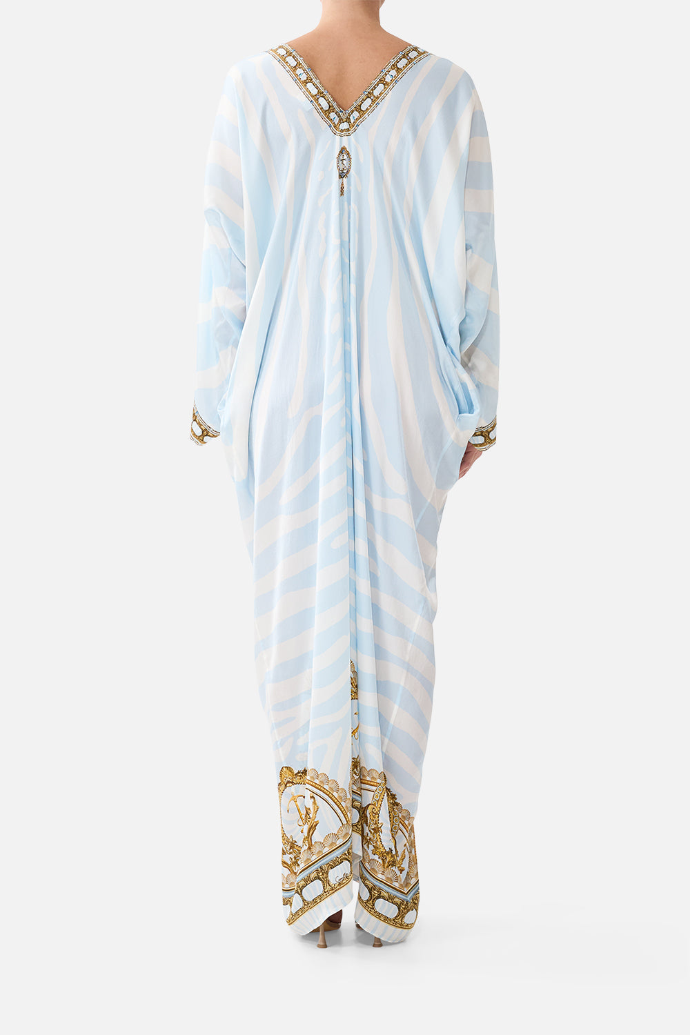 The Long Draped Kaftan in print Spirit Of Stripes
