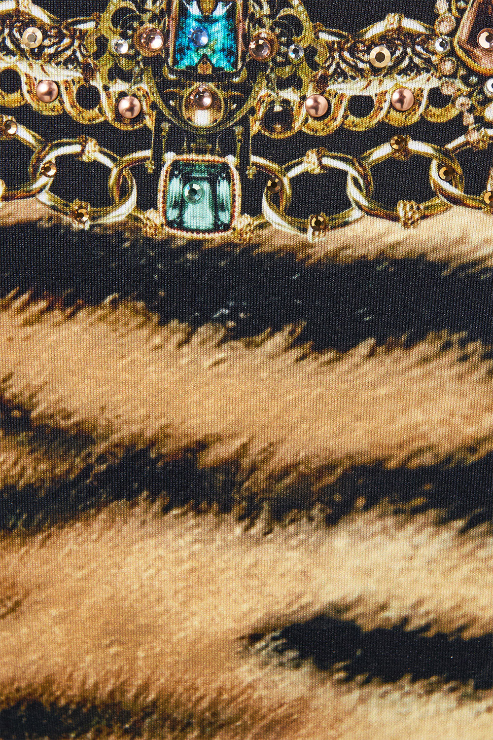 The CAMILLA Soft Thick Tie Tri Bikini Set W/ Trims in Print A Wink to the Wild. Ghost View