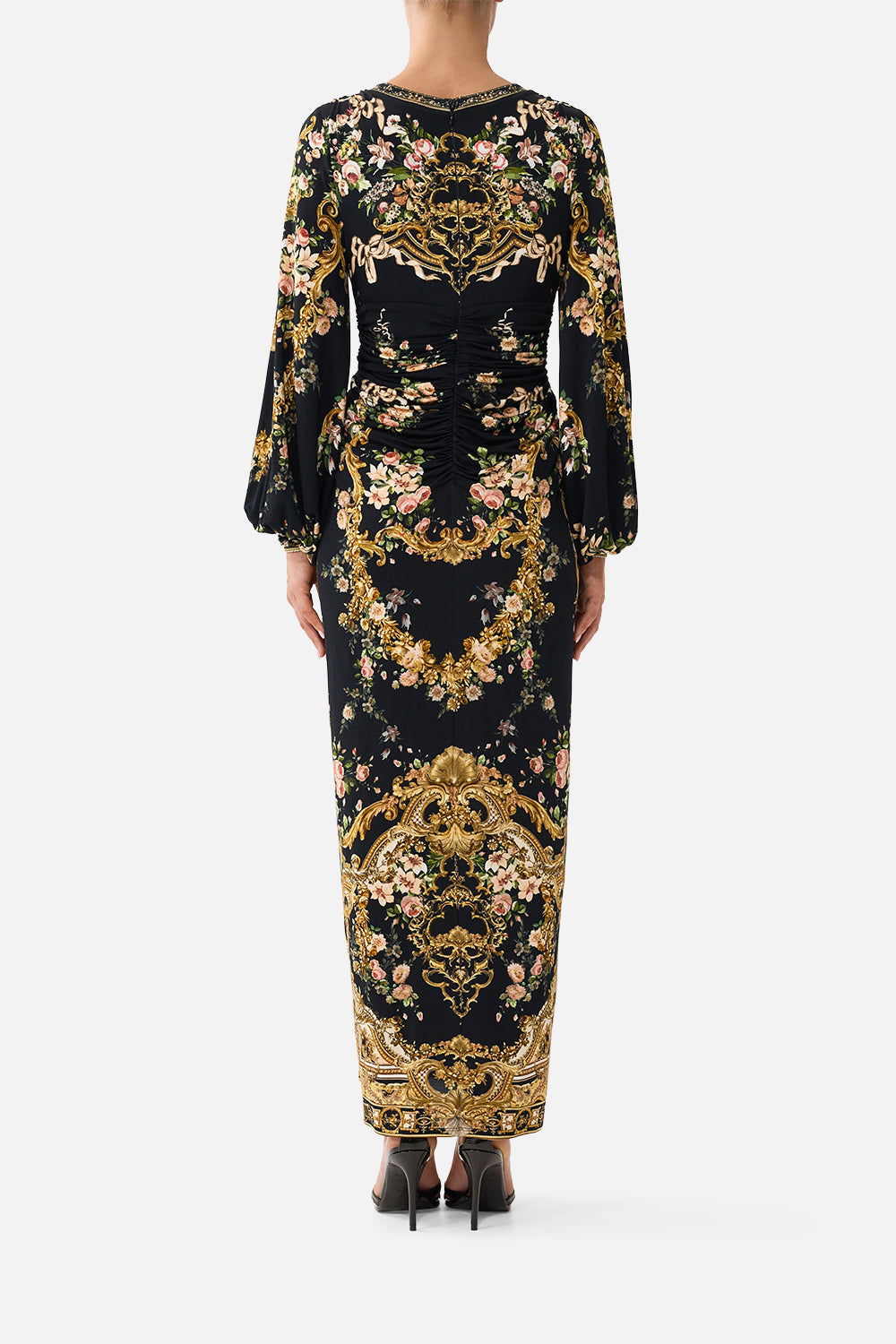 WAISTED DRAPED JERSEY DRESS VERSAILLES OR DIE