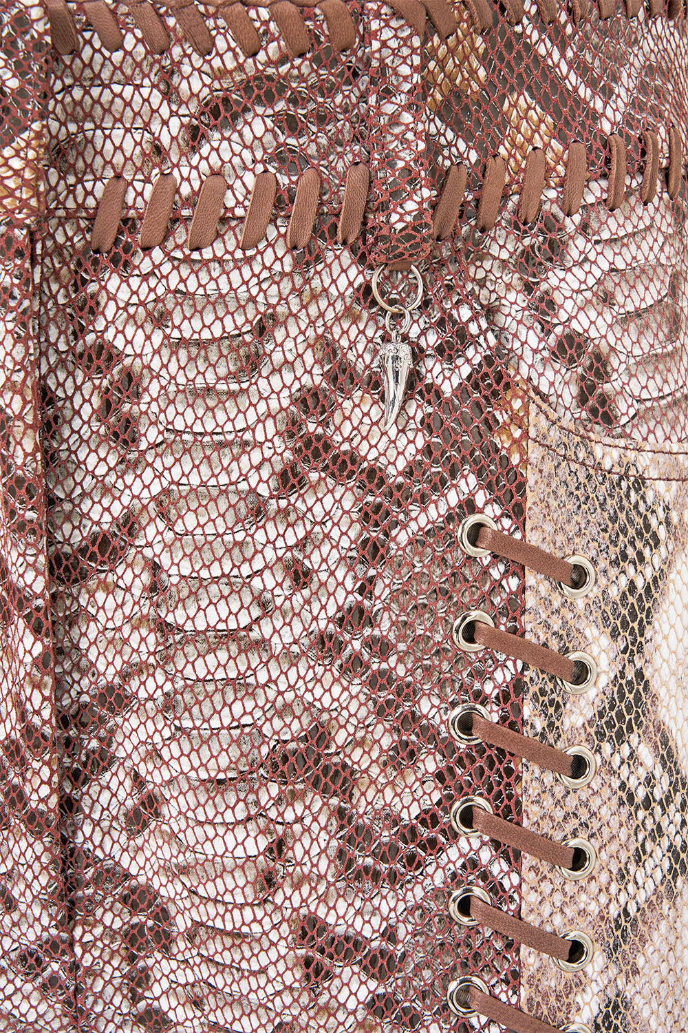 The CAMILLA High Rise Flared Leather Pant in Print Animalia Heirlooms. Ghost View
