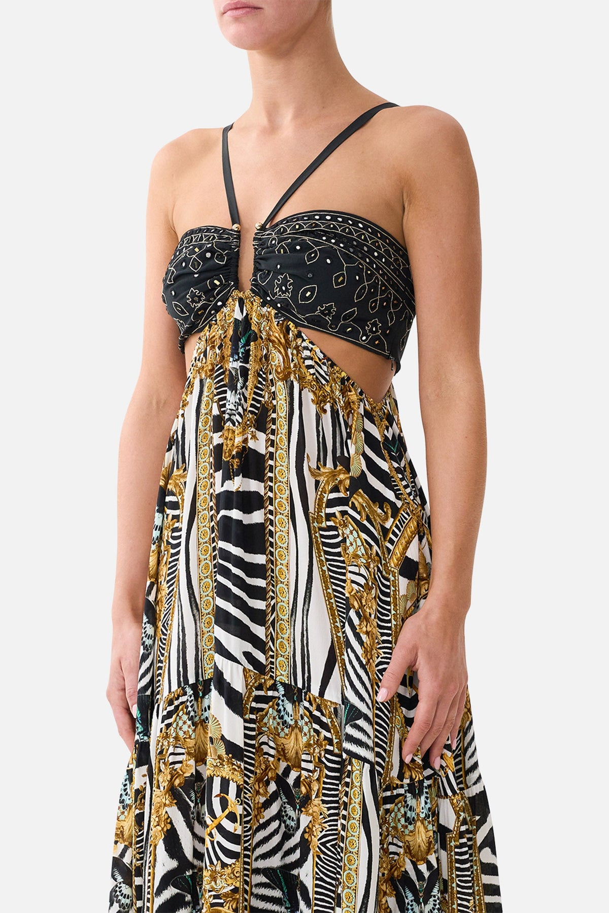 GATHERED CUT OUT DRESS ZIG ZAG ZOO