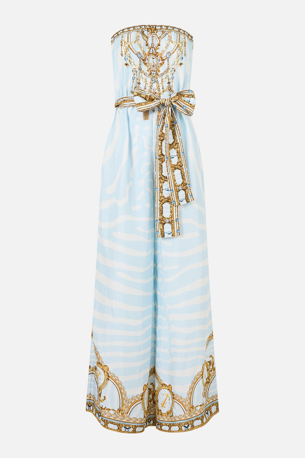 The Tie Waist Strapless Jumpsuit in print Spirit Of Stripes