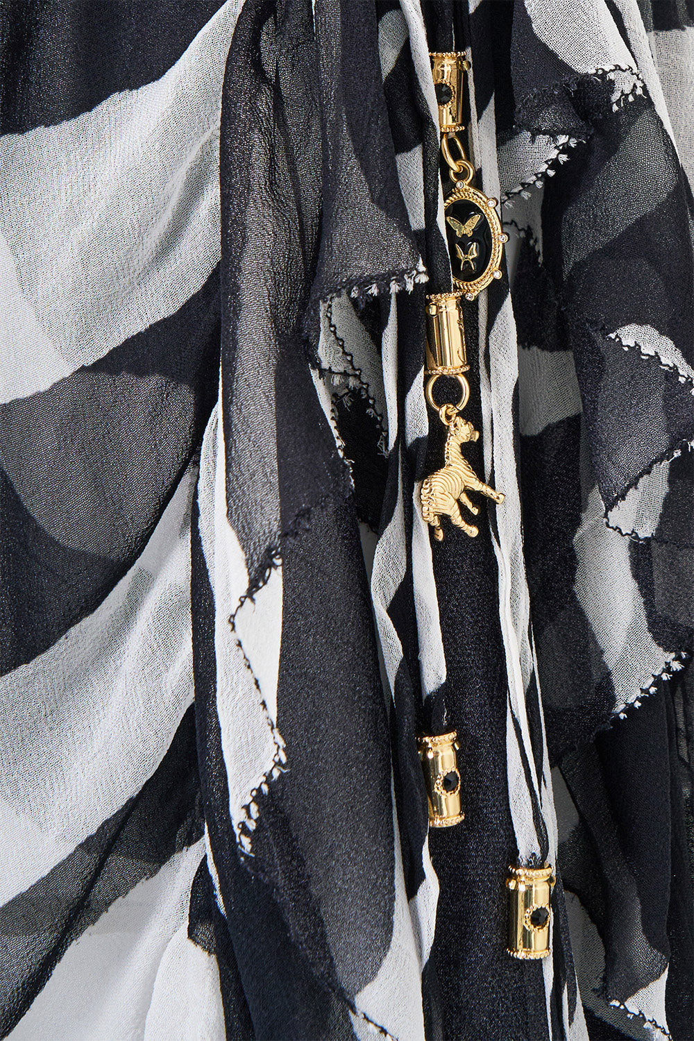 RELAXED WRAP TIE SKIRT WITH RUFFLE ZIG ZAG ZOO