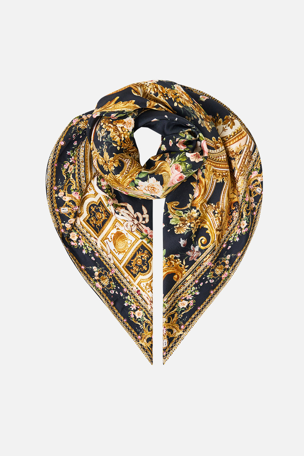 LARGE CRYSTALLED SILK SQUARE SCARF VERSAILLES OR DIE