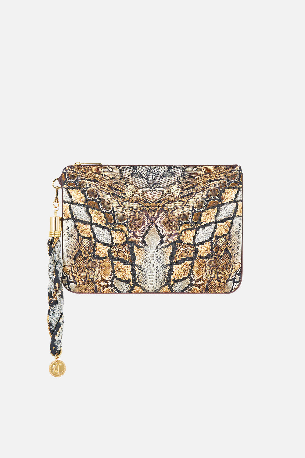 The CAMILLA Scarf Clutch in Print Animalia Heirlooms. Ghost View Front