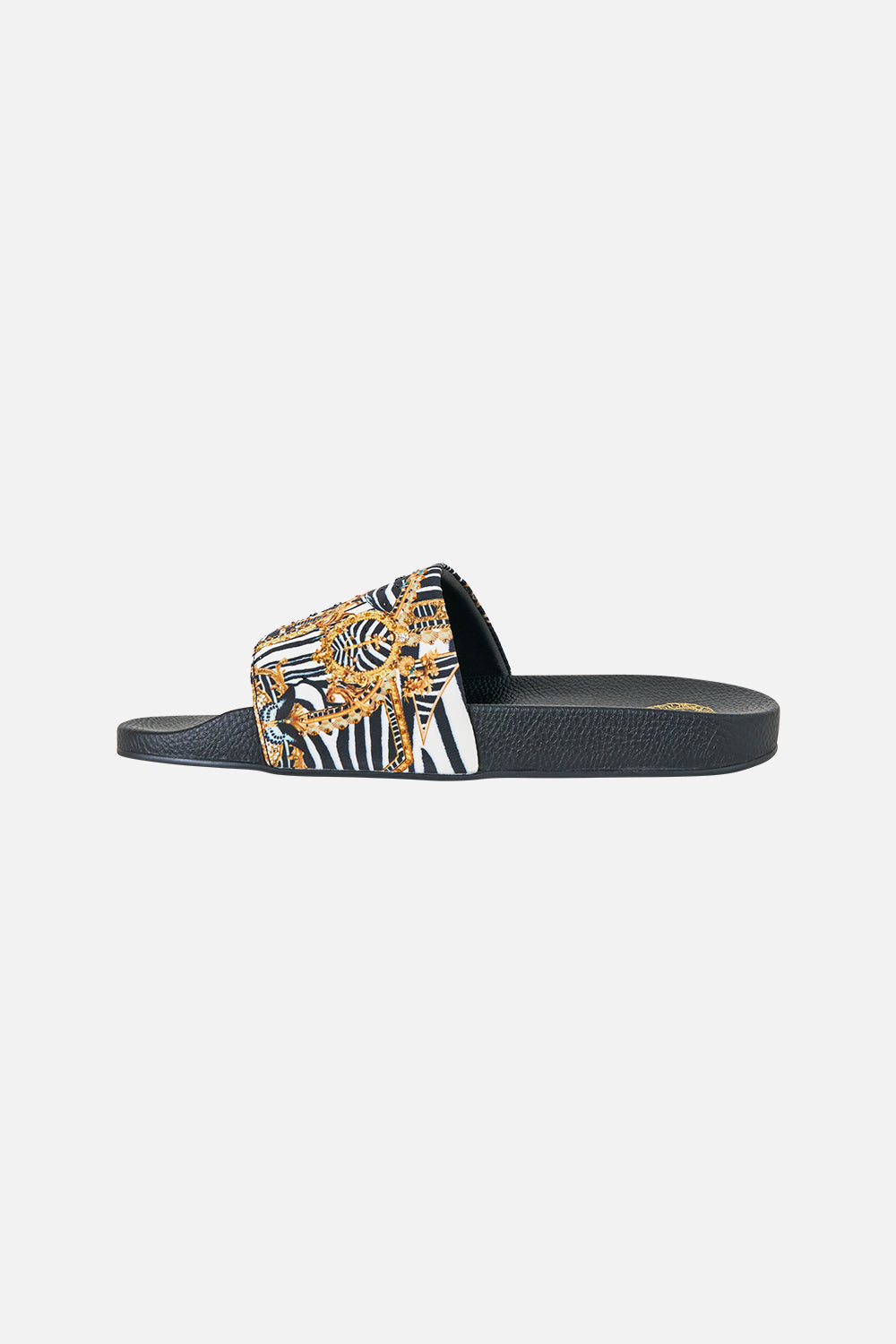 The CAMILLA Amelia Pool Slides in Print Zig Zag Zoo. Ghost View Back