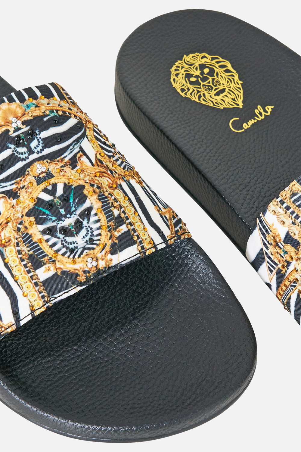 The CAMILLA Amelia Pool Slides in Print Zig Zag Zoo. Ghost View
