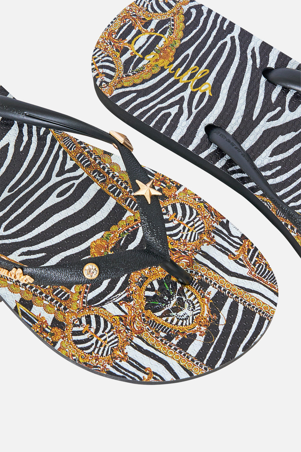 The CAMILLA Thongs in Print Zig Zag Zoo. Ghost View