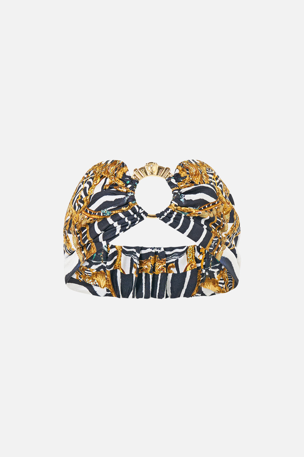 The CAMILLA Ring Headband in Print Zig Zag Zoo. Ghost View Front